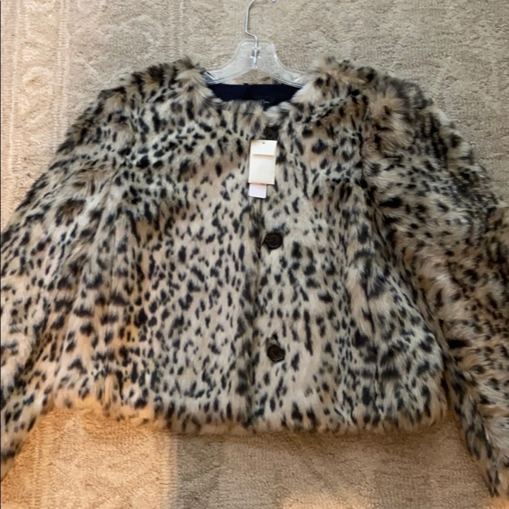 NWT J Crew Snow Leopard Fur Jacket
